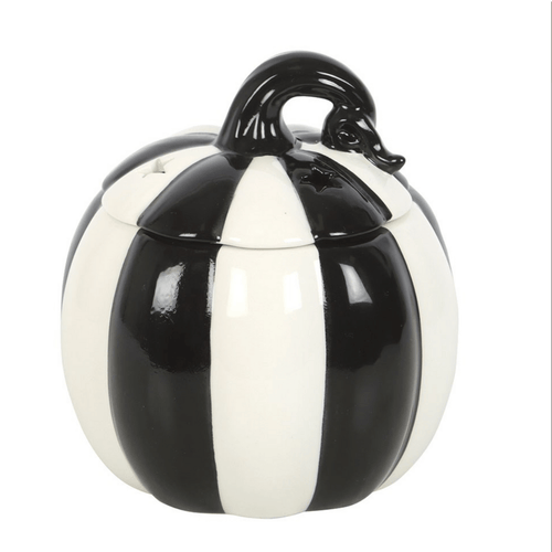 Black & White Striped Pumpkin Oil Burner - OLFACTORY CANDLES