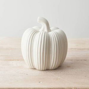 Ceramic Ribbed Pumpkin White, 9.5cm - Olfactory Candles