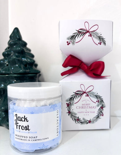 MYSTERY CHRISTMAS HALF CRACKER - WHIPPED SOAP OR SUGAR SCRUB - OLFACTORY CANDLES