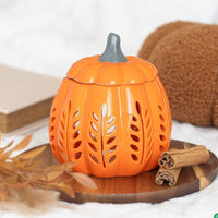 ORANGE LEAF CUT OUT PUMPKIN OIL BURNER AND WAX WARMER. - OLFACTORY CANDLES