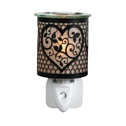 Wax Melt Burner Plug - in - Black/Gold Heart - Olfactory Candles