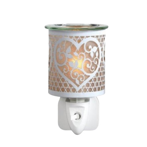 Wax Melt Burner Plug - in - White/Gold Heart - Olfactory Candles