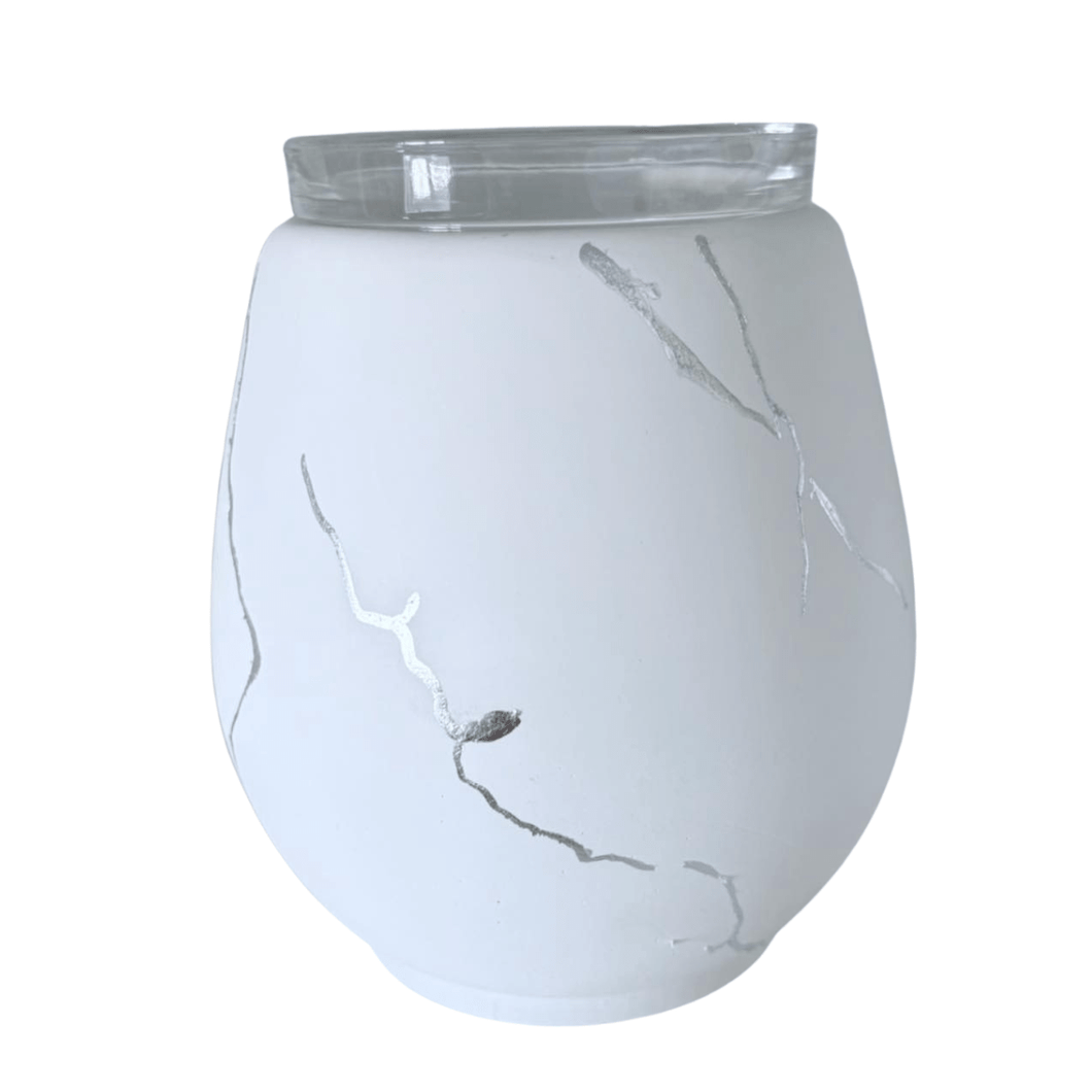Wax Melt Burner - Stone Burner Silver Leaf - Olfactory Candles
