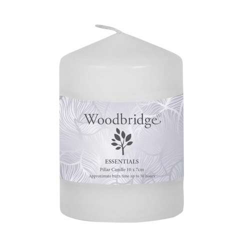 White Unscented Pillar Candle 10x7cm - Olfactory Candles