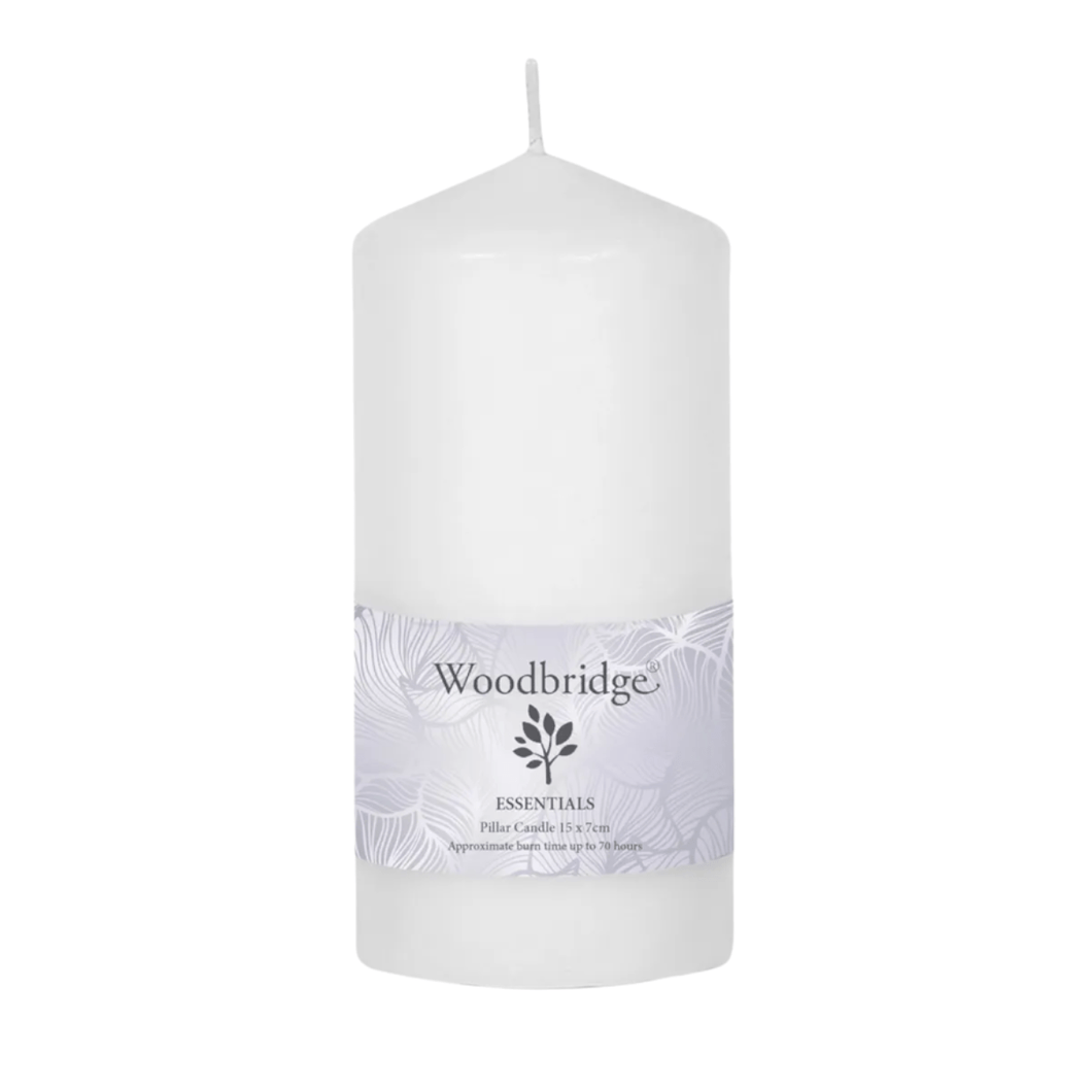 White Unscented Pillar Candle 15x7cm - Olfactory Candles