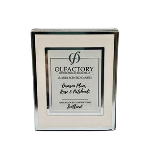 LUXURY SCENTED CANDLE - Damson Plum, Rose & Patchouli - Olfactory Candles