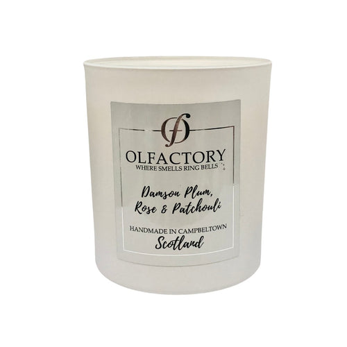 LUXURY SCENTED CANDLE - Damson Plum, Rose & Patchouli - Olfactory Candles