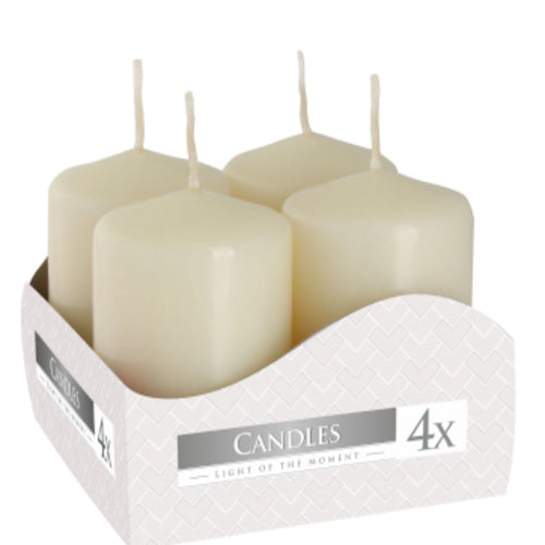 Set of 4 Ivory Pillar Candles 40 x 60mm - Olfactory Candles